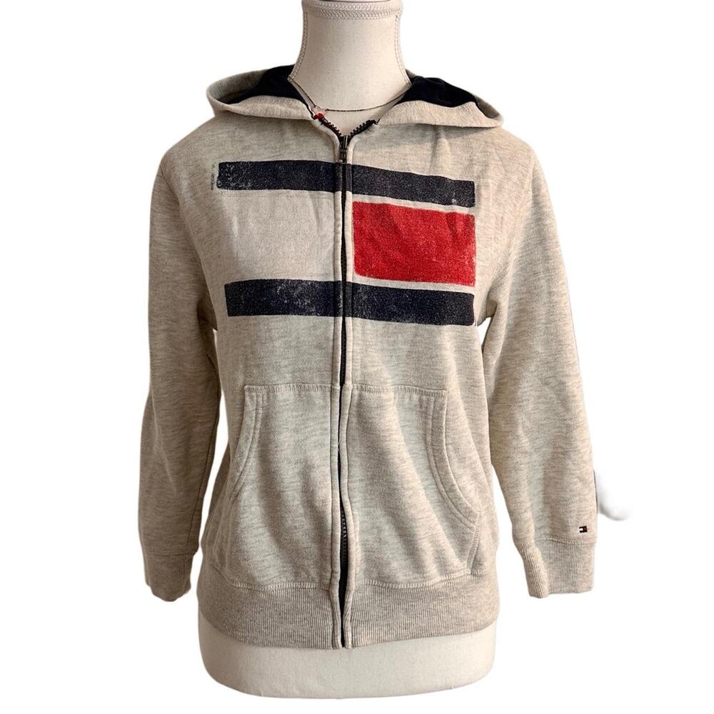 Tommy Hilfiger 2000s Vintage Cotton Zip Up Jacket Double Lined Hoodie Size XXS